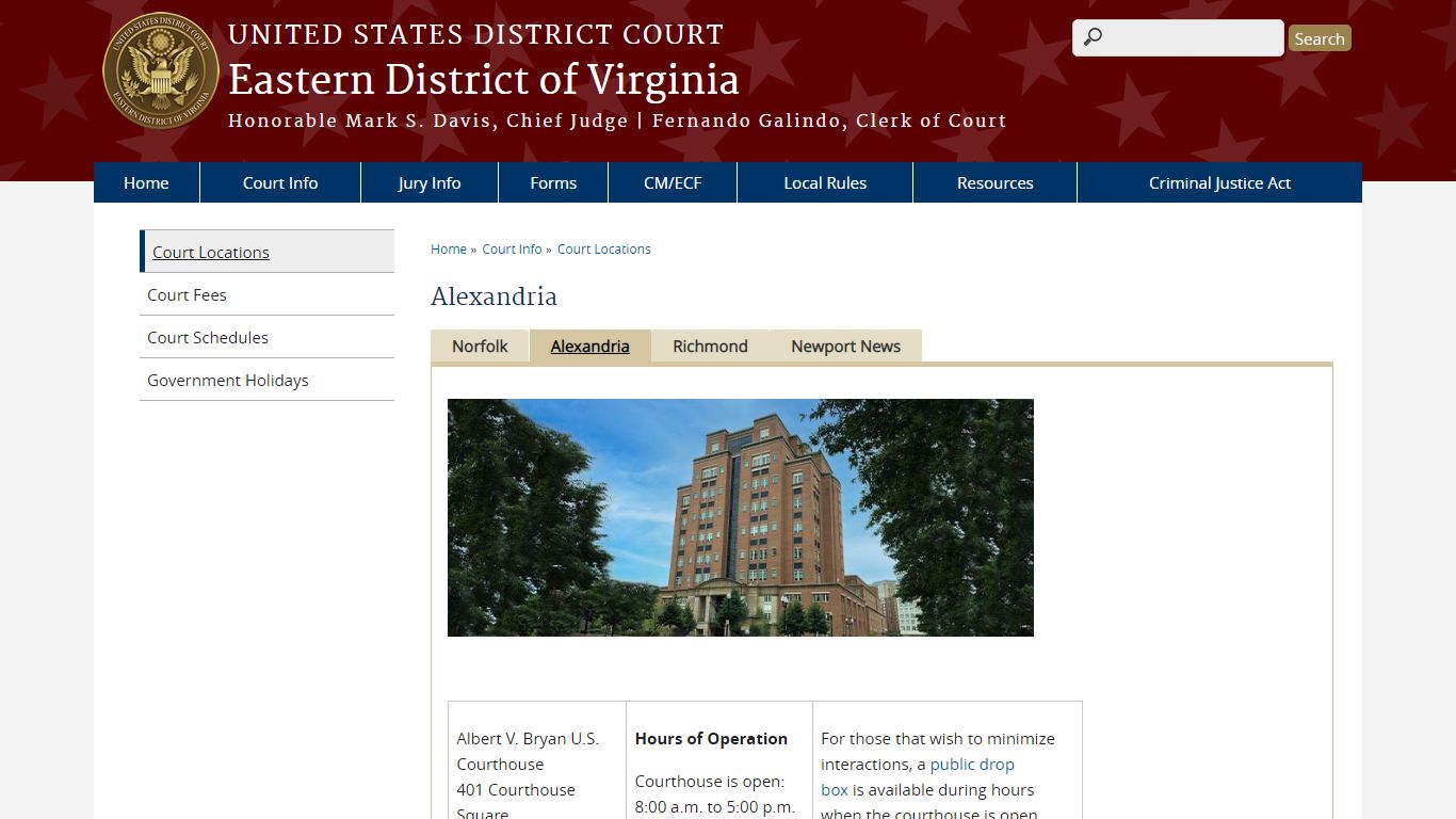 Alexandria | Eastern District of Virginia | United States District Court